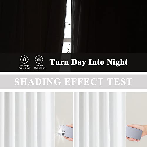 Image of Vision Home White Pinch Pleated Full Blackout Curtains Thermal Insulated Window Curtains 84 inch for Living Room Bedroom Room Darkening Pinch Pleat Drapes with Hooks Back Tab 2 Panel 40 inch Wx84 L