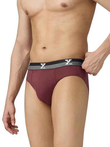 Image of XYXX Men's Aero 100% Super Combed Cotton Regular Fit Solid Anti Bacterial Briefs with No Marks Waistband (Pack of 3)