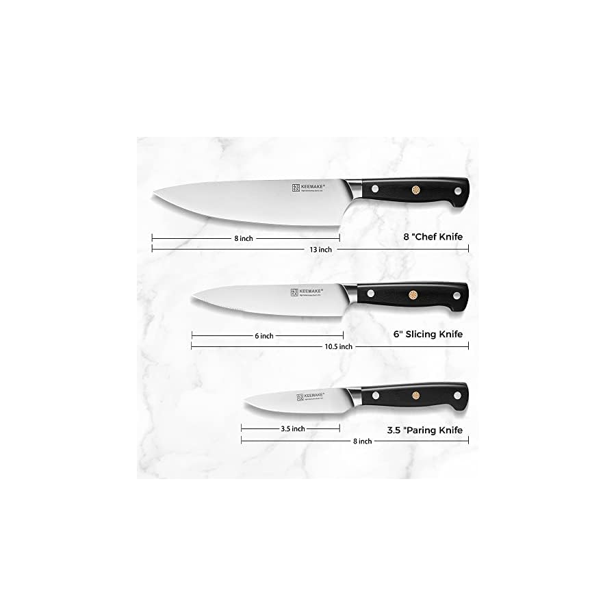 KEEMAKE-Kitchen-Knife-Set-3PCS-Sharp-High-Carbon-Stainless-Steel-Cooking-Knife-Set-with-Ergonomic-Handle-Chef-Knife-Meat-Knife-Paring-Knife-Kitchen-Utensils-Set-for-Meat-Vegetable-Fruit-Cutting KEEMAKE Kitchen Knife Set, 3PCS Sharp High Carbon Stainless Steel Cooking Knife Set with Ergonomic Handle, Chef Knife, Meat Knife, Paring Knife, Kitchen Utensils Set for Meat Vegetable Fruit Cutting