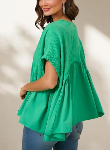 Women's Tops Short Sleeve V Neck Flowy Cute Summer Tops Oversized Tshirts Trendy Clothes3