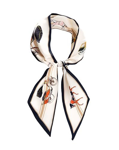 NextArt Horse Print Satin Scarf for Women Skinny Neck Tie Hair Wrap & Purse Accessory Summer Gift for Horse Lovers