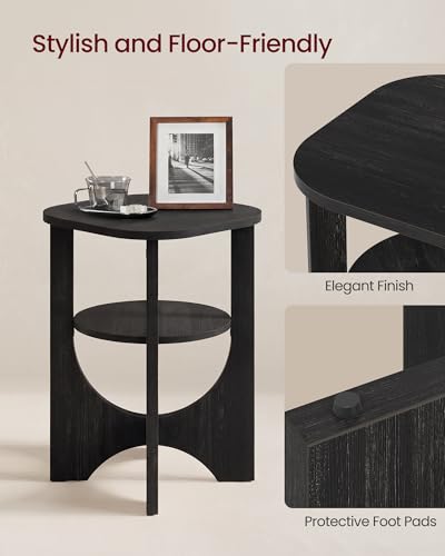 Image of VASAGLE Side Table, 2 Tier Small Accent End Table, Nightstand with Lower Shelf for Small Spaces, Living Room, Bedroom, Charcoal Gray ULET233B101S