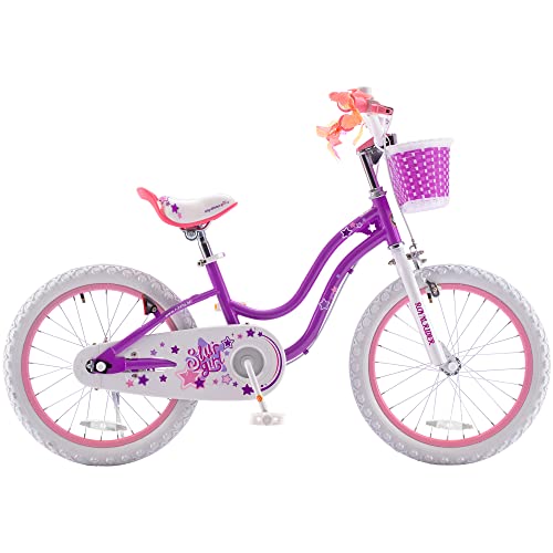 Royalbaby Stargirl Kids Bike 18 Inch Girls Bicycle For Children With Kickstand & Basket, 2 Hand Brakes, Purple #TOP1