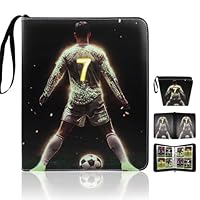 Fussball karten sammelalbum, sammelkarten album, sammelalbum fußball karten, Football Card Collector Album, geeignet für die Sammlung und Handel, 100 Seiten können 400 Karten aufnehmen.