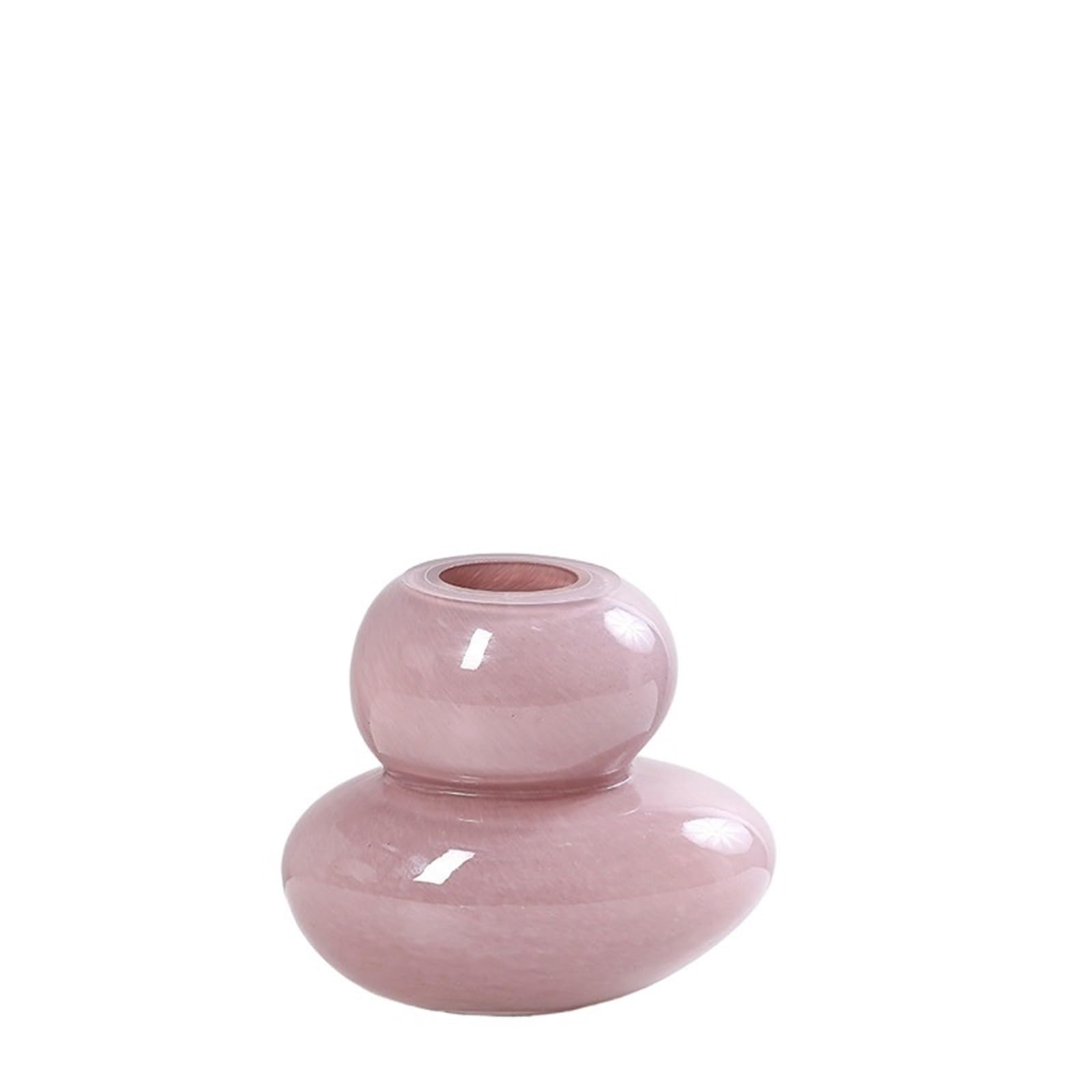 Geometric Vases Pebble Shape Geometric Stacking Glass Vase Flower Arrangement Accessories Terrarium Home Decoration(PINK)