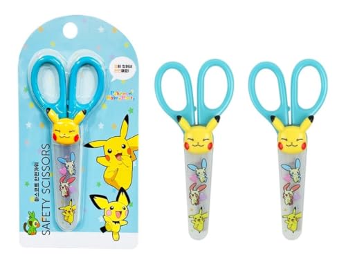 Ciseaux de sécurité Pikachu lot de 2 évitant les coupures avec housse bleue