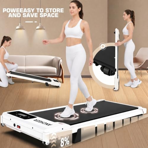 Image of ANCHEER Walking Pads, 2 in 1 Under Desk Treadmill 2.5HP Compact Running Machine with Remote Control, 300lbs Weight Capacity for Home /Gym /Office,Ultra-Quiet, Installation-Free