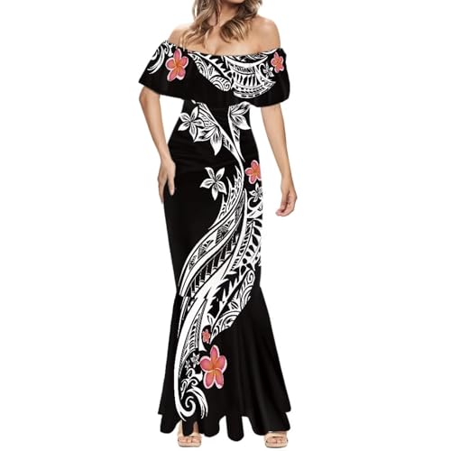 Image of Polynesian for Women S-7XL Off Shoulder Maxi Dress Hawaiian Summer Dresses