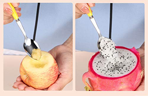 Goeielewe Grapefruit Spoons With Round Serrated Edges For Citrus Kiwi Fruit And Dessert, Ceramic Handle Stainless Steel Dessert Spoons With Storage Box (Yellow) #TOP3