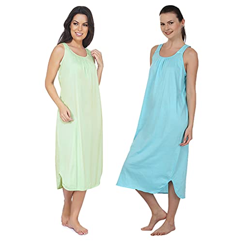 Image of BLAZON Women's Cotton Hosiery Solid Maxi Nighty Slip (Pack of 2) Available Sizes: S, M, L, XL, 2XL, 3XL, 4XL, 5XL