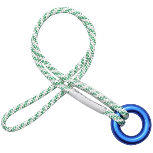 6mm Prusik Loop Cord - Polyester, 48cm Length Double Braid Rope with Rappel Ring, Polyester Aramid Construction 12kN Load Capacity, Zero-Slip Grip (White)