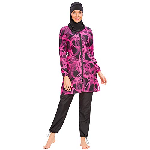 YouNaiJia Femmes Modeste Maillot de Bain Musulman Couverture complète Maillots de Bain Islamique Hijab Dames Maillots de Bain Natation Burkini Maillot de Bain (Y2, L)