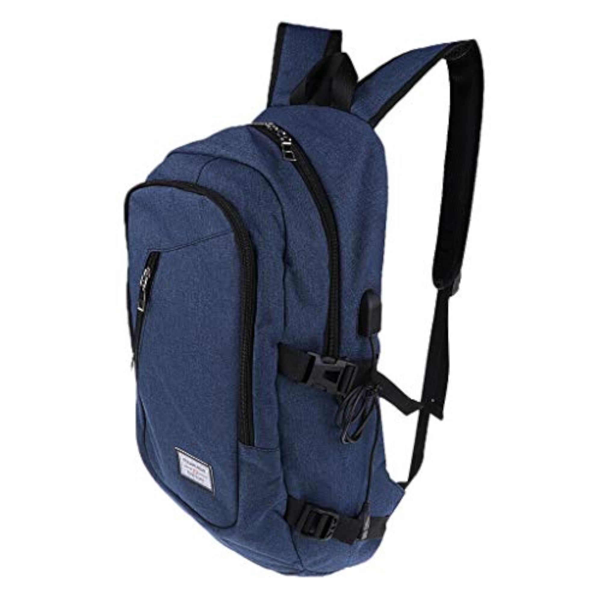 14" Waterproof Laptop Backpack with USB Charge Port, Blue