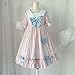 DMJVSCXL Lolita Dress Japanese Women Lolita Dress Fashion Cute Bow Puff Sleeve Cosplay Dresses Kawaii Girl Striped (Color : Light Pink, Size : 3X-Large)