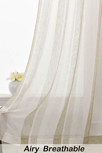 Rideau de fenêtre à rayures beige Central Park 40x54 lot de 2