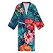 UTRSIFB Men's Luxury Ultra Soft Warm Robes Fashion Bathrobe With Spacious Pockets Hawaiian Colorful Hibiscus Flowers Tropical Palm Tree Leaves