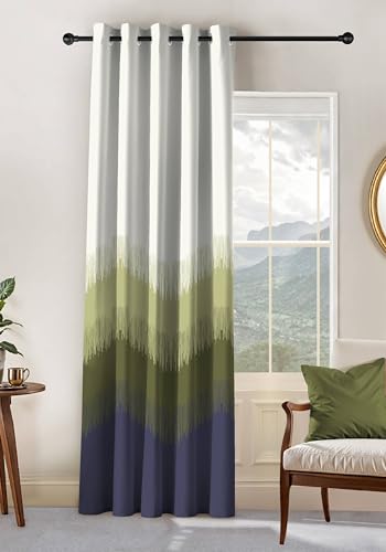 Image of Kivo Digital Print 85% Blackout Curtains for Long Door /Window, Thermal Insulated, Tie Back, Wider Width 50 in, Eyelet Curtains for Living Room /Bedroom(Green 9 ft Set of 1)