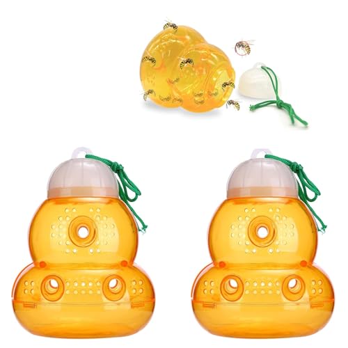 VireEyU Conjunto de 2 trampas para moscas de la fruta para interiores-Trampas reutilizables para moscas de la fruta,atrapa moscas,trampas para moscas de la fruta para cocina/sala/plantas