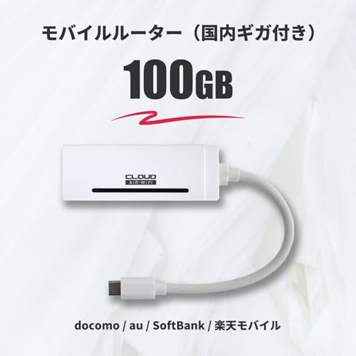 【HUNDRED Wi-Fi チャージ Type】国内100GB / 365日間 USB バッテリーレス 車載 ギガ付き セット ポケット モバイル WiFi ルーター プリペイド式 買い切り型 契約なし 縛りなし 月額費用なし 返却不要 工事不要 データ 追加 補充 リチャージ 海外利用可能 カー Car ワイファイ