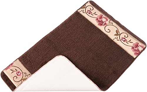 Popular Bath Bath Rug, Larissa Collection, 21" x 12", Rose Design, Brown, 79 cm (Round) - Image 2