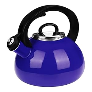 Whistling Tea Kettle, AIDEA 2.3 Quart Enamel-on-Steel Tea Kettle Stovetop, Enameled Interior Tea Pot Stovetop for Anti-Rust, Audible Whistling Hot Water Kettle for Kitchen (Cobalt Blue)