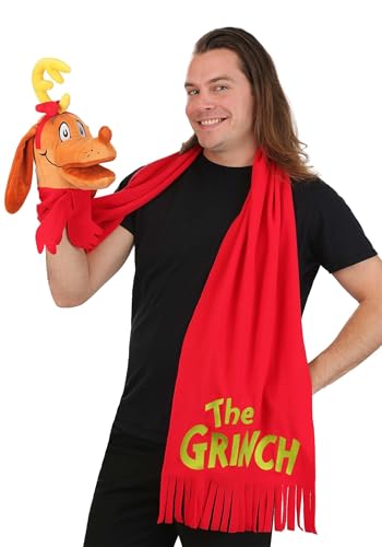 Dr. Seuss Grinch Max the Dog Red Embroidered Scarf Halloween Costume Accessory for Book Week Officially Licensed Standard