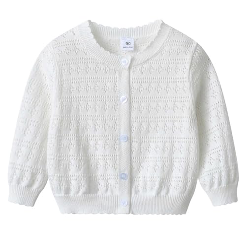 Girls Long Sleeve Cardigan Sweater Girls Comfortable Lightweight Button Closure Knitted Thin Cardigan