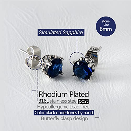 Blue Earrings Hypoallergenic Retro Black Crown Stud Earrings For Women Mens Gift Jewelry #TOP2