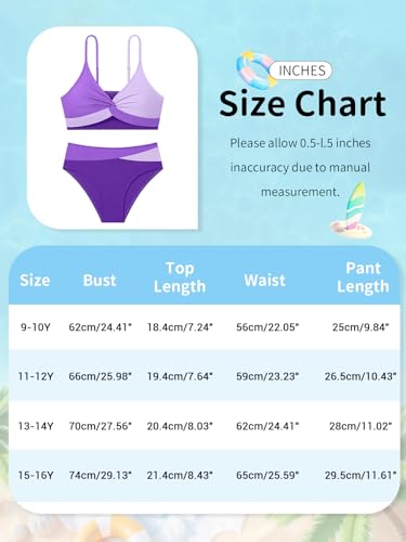 Image of Girls Swimsuit Color Block Bikini Sets Teen Bathing Suit Girls 2 Piece Swimsuits Criss Cross Swimwear for 9-16 Years