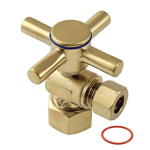 Kingston Brass CC43107DX Concord 1/2" FIP x 3/8" O.D. Comp Quarter-Turn Angle Stop Valve, Brushed Brass