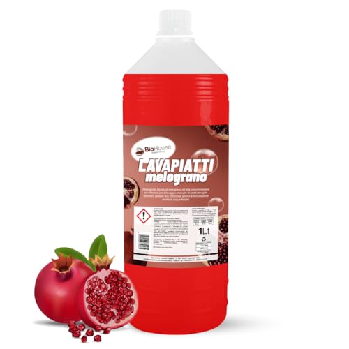 Detersivo Piatti Liquido 1 Litro Detersivo Piatti a Mano Detergente Mani Igienizzante Rimuove Sporco e Incrostazioni (1 Pezzo, Melograno)