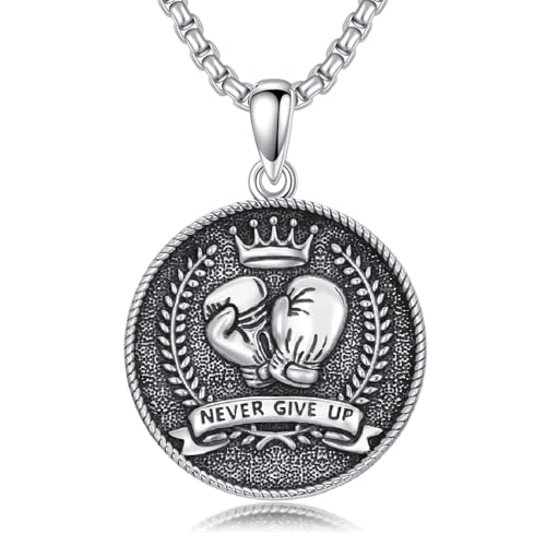 Boxing Glove Necklace - 925 Sterling Silver Boxing Glove Pendant - Hip Hop Punk Jewelry - Gifts for Men & Women