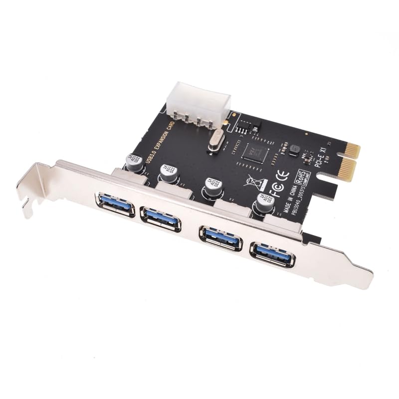 Chougnar Usb 3.0 pci Expansion Card 4 port PCI E to USB3.0 Computer Expansion Card pcie usb adapter with 4pin power interface for win 10| | -