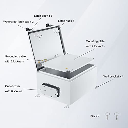 Ordentlich Ip65 Weatherproof Metal Box Wall-Mounted Electronic Equipment Enclosure Box With Mounting Plate And Wall Bracket (20'' X 16'' X 10'') #TOP2