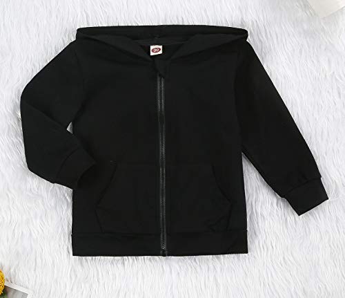 Imcute Baby Zip Up Hoodie, Unisex Inflant Toddler Long Sleeve Sweatshirts Lightweight Jacket Hooded Coats Fall Winter Outfits (Black, 2-3T) #TOP7
