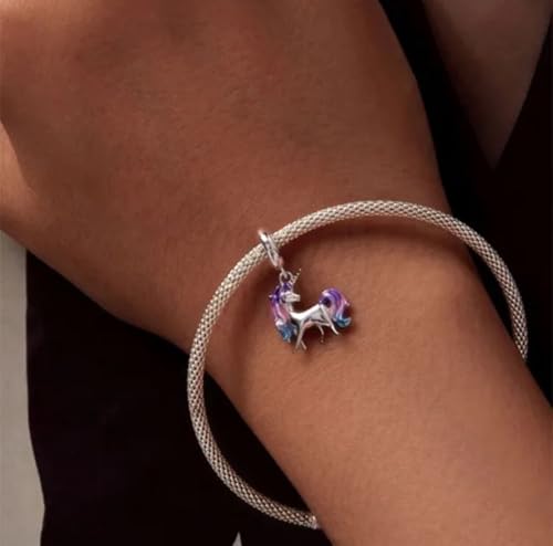 Abalorio colgante unicornio plata ley 925 compatible pulsera dijes mujer 3