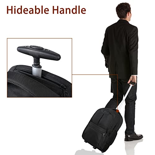 Rolling Backpack,Water Resistant Wheeled Travel Backpack,Laptop Backpack For Women Men,Carry On Luggage Backpack Fit 15.6 Inch Notebook,Trolley Suitcase Business Bag College Student Computer Bag,Black #TOP5