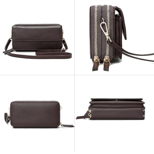 Image of Lanyani RFID Crossbody Wallet Wristlet Purse with Phone Pocket For Women Vegan Leather