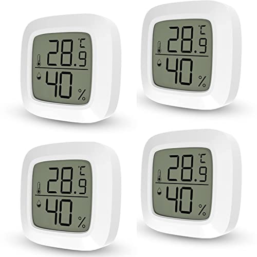 Foraco 4 Stück Mini Thermometer Innen Zimmerthermometer Raumthermometer...