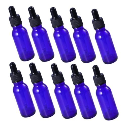 ERINGOGO 10 pièces Flacons Pipettes Verre Recharges pour Huiles Essentielles Aromathérapie Médicaments Bouteilles Vides avec Compte Gouttes Bleu