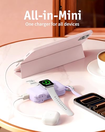 Image of RORRY Flow Portable Charger 10000mAh 40W Wall Plug Power Bank Battery Pack | Built-in USB-C Cable, Keychain Design, Fast Charging, for iPhone 17 /16 /15, Apple Watch, iPad, 3-in-1, Travel Essential