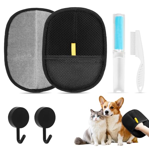 AKONE Guantes magnéticos para pelo de animales, 6 unidades, guantes de aseo, guantes de depilación para gatos y perros