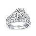Produktbild Bling Jewelry 3CT Runde Solitär Brillantschliff Herz Geformt AAA CZ Pave Band Verlobung Ehering Set Für Frauen Sterlingsilber
