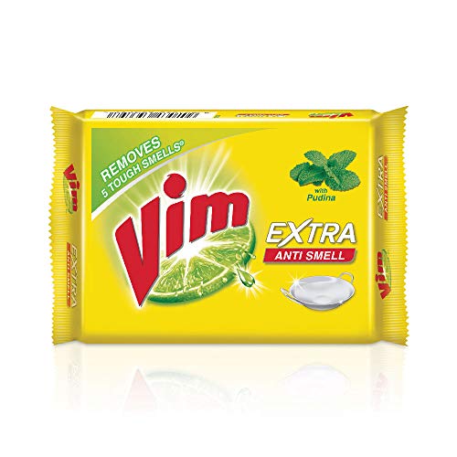 Image of Vim Dishwash Liquid Gel Lemon, With Lemon Fragrance, 500 Ml Bottle & Anti Smell Bar, Pudina, Removes Tough Food Smells From Utensils 250 G