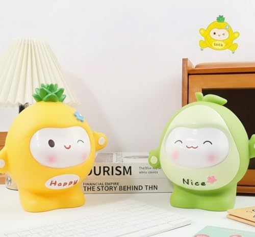 Image of Money Saving Bank with Coin Slot / /Creative Cartoon Design Money Bank / /Plastic Piggy Bank for Boys & Girls (Pack of 1) (Dragon Fruit)