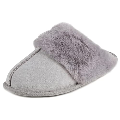 Image of Isotoner Ladies Real Suede Mule with Fur Cuff