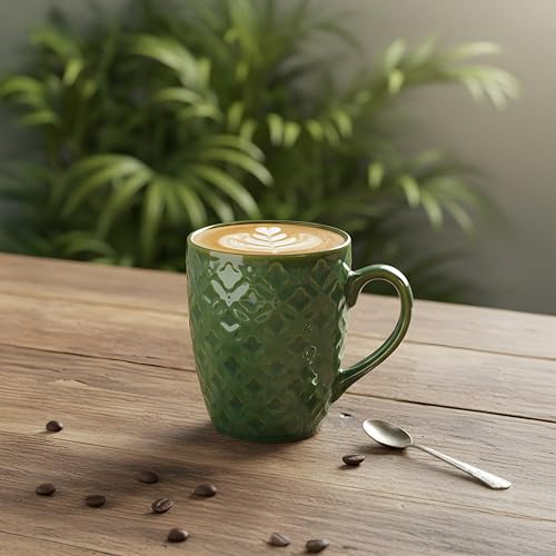 Image of CRAF10 Glaze Studio Ceramic Tea /Coffee Mug - Single Piece, 330 ML, Reactive Glaze, Elegant & Durable, Office use, Jade Color
