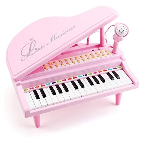 AmyBenton Piano Toys for 3 Years Old - Toddler Toy Piano for Girl - Piano Toy with Microphone for Baby (31Keys, Pink) Cover