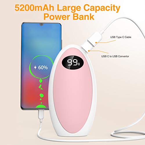 Infray Hand Warmers Rechargeable, Usb-C 5200Mah Reusable Pocket Warmer/Power Bank, Electric Portable Hand Warmer Double-Sided Quick Heating Hand Heater, Ideal Winter Gift For Women Men - Pink #TOP3