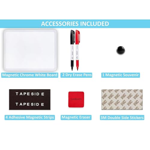 Image of LifeKrafts Magnetic Dry Erase White Board | 8x11 Inches | Mini Writing Board for Fridge & Wall |PVC Border Frame| Reusable Whiteboard with 2 Marker Pens & 1 Eraser | Home, School, Office, Kids&Adults
